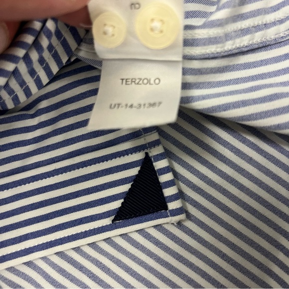 UNTUCKIT Shirt Terzolo Men’s L Slim Fit Stripes Nylon Spandex - Picture 6 of 8